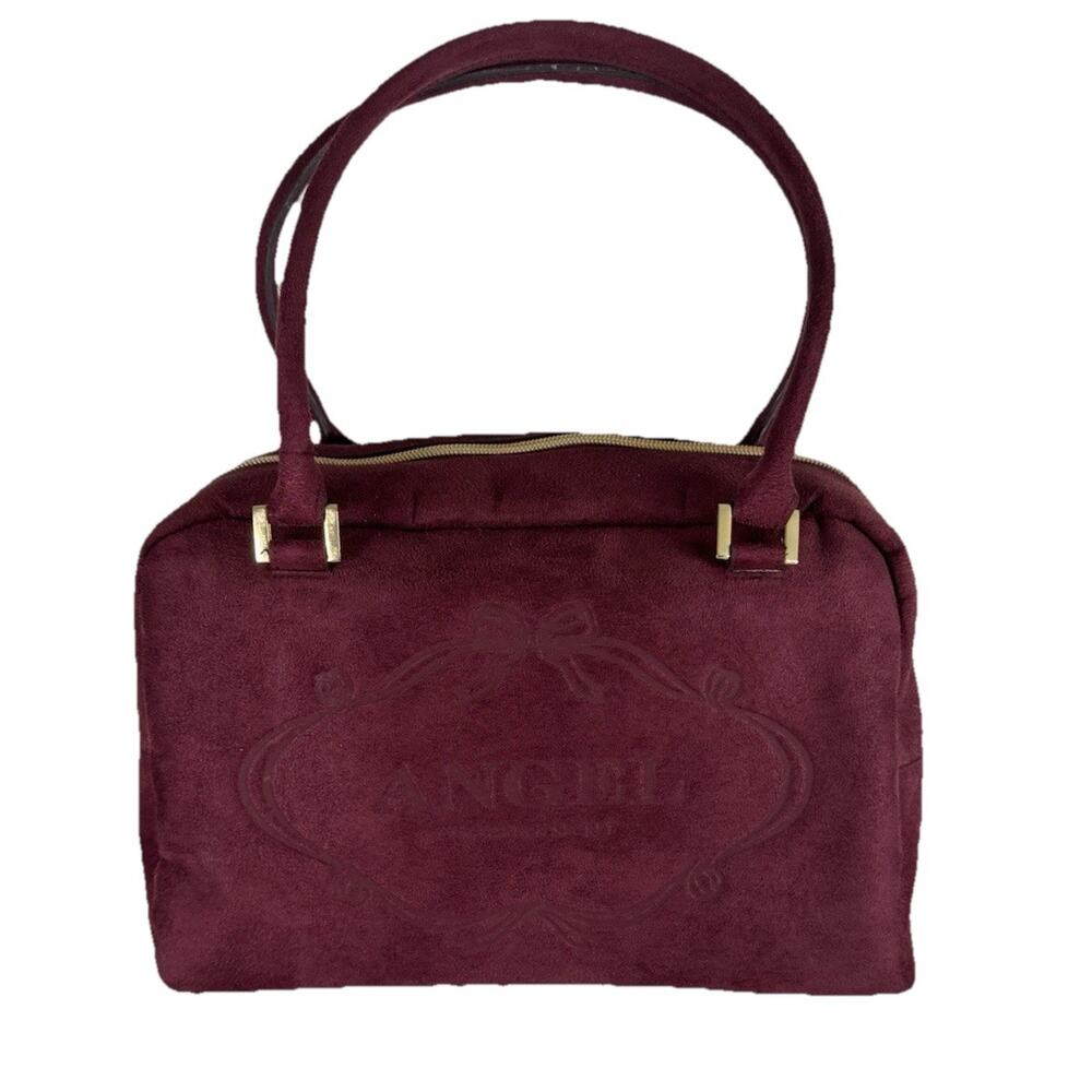 Victoria’s Secret Angel Suede Shoulder Bag Purple Y2K Purse Preppy Coquette EUC